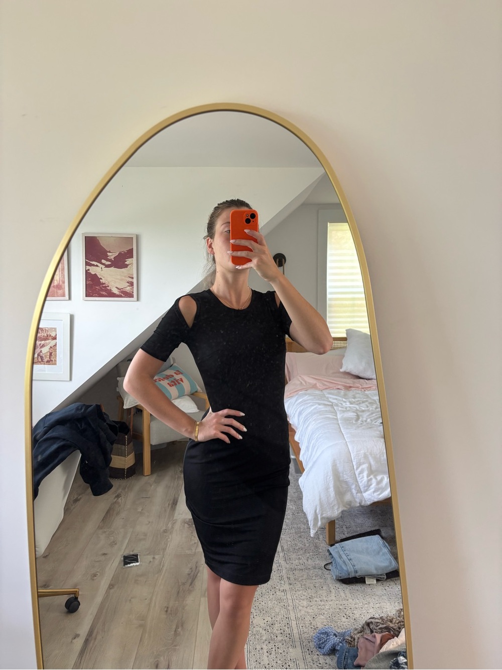 Bailey 44 Black Midi Dress with Cutout Shoulders